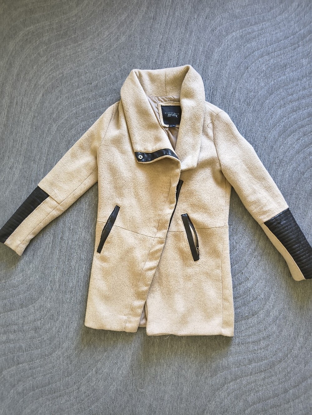 Streetwear Society Taupe Asymmetrical Moto Coat Women’s Small